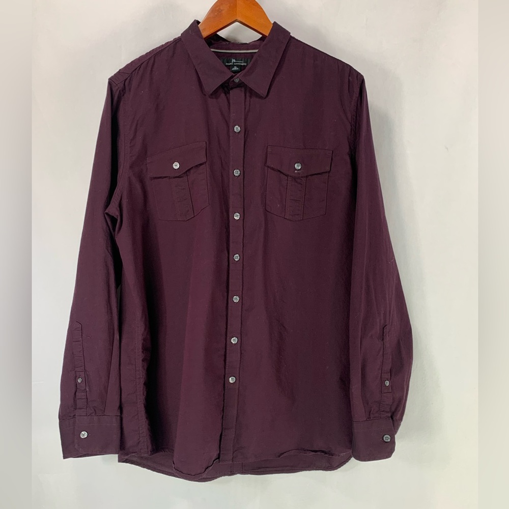 Marc Anthony Button Up Western Casual Long Sleeve Dress Shirt Maroon Men’s Sz XL